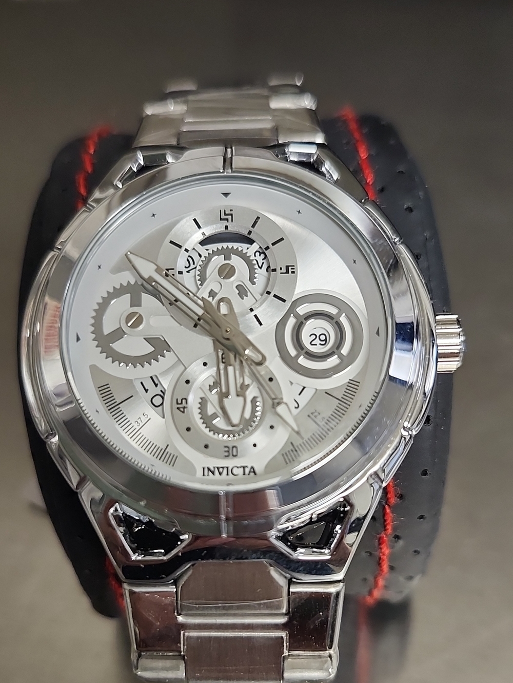 Invicta Men’s Silver Skeleton Dial Stainless Steel Bracelet Watch